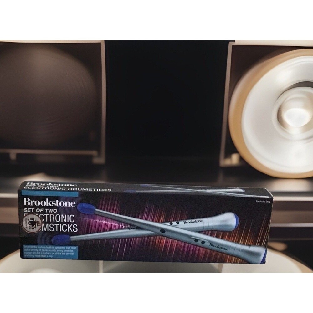 Brookstone Set Of Two Electronic Drumsticks - Lights & Simulated Drum Sounds NIB